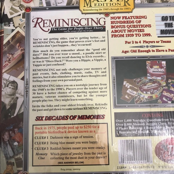 Reminiscing Board Game Adult Challenges fun - Picture 8 of 10